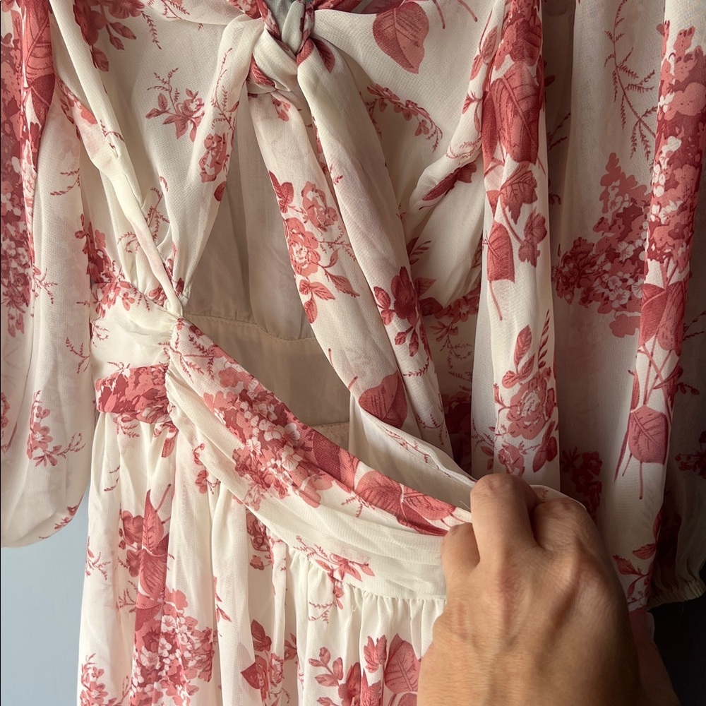 Windsor Sunday Girl Blush Floral Chiffon Skater Dress Fairy Coquette Womens Sz M - Picture 8 of 11